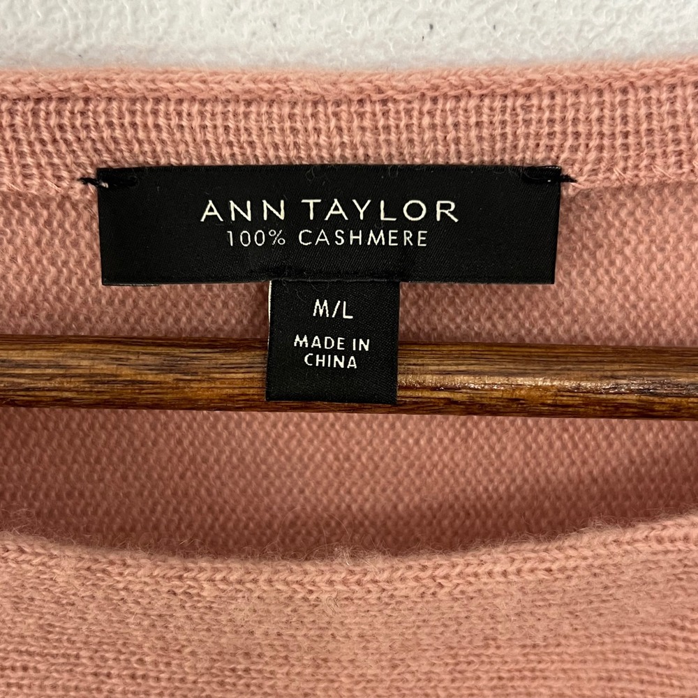 Ann Taylor 100% Cashmere Poncho Sweater Rose Pink‎ M/L Oversized Knit Lagenlook - Picture 3 of 15